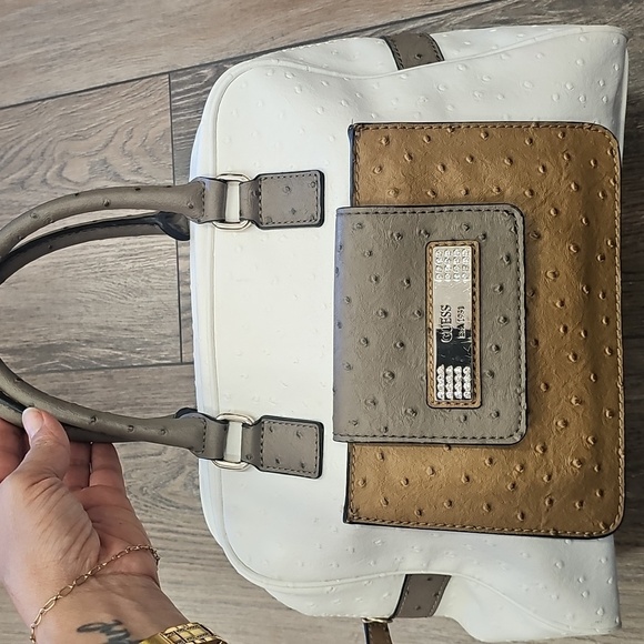 Guess, Cream, Y2k, Vintage, Brown, Handbag, Purse, Casual, Summer - Picture 2 of 9